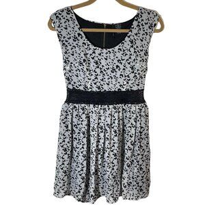 Fire Los Angeles sleeveless dress black white butterfly back zip lace small READ